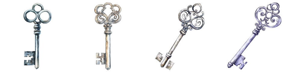 A collection of antique keys with intricate designs, perfect for adding a vintage touch to your creative projects.