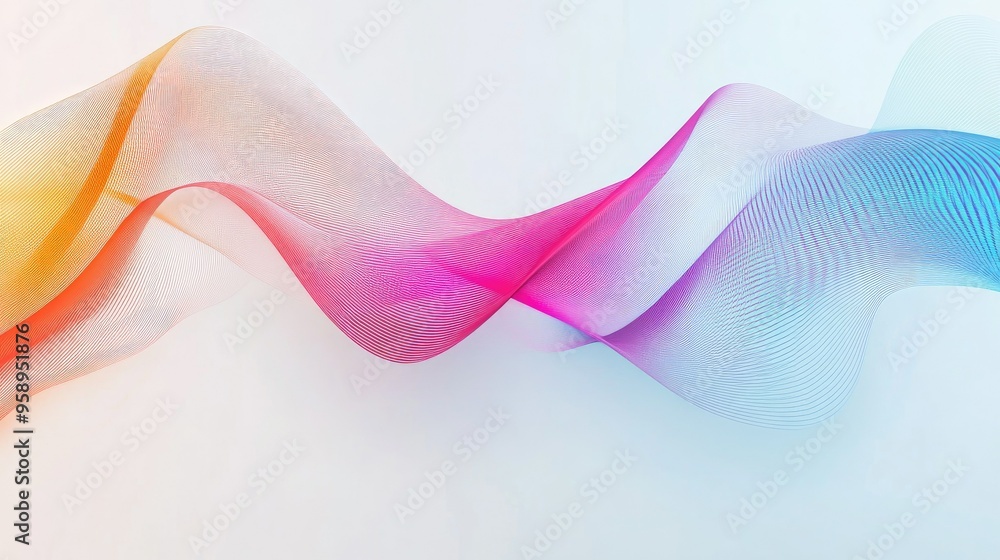 Aufkleber minimalist abstract stripe design with wave lines on a white background, using a vibrant color palet