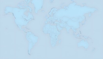 A detailed world map isolated on background and showing the continents and major landmasses in shades of blue