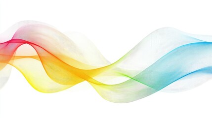 Minimalistic wave lines in a rainbow of colors, gracefully curving across a white background. Perfect for clean, modern business designs.