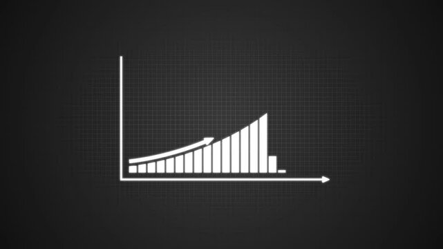 Abstract business graph chart icon. Financial business diagram charts and stock numbers showing profits over time dynamically, a finance 4K corporate business growth.