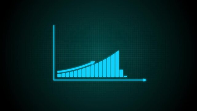 Abstract business graph chart icon. Financial business diagram charts and stock numbers showing profits over time dynamically, a finance 4K corporate business growth.