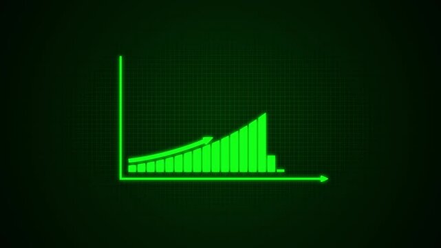 Abstract business graph chart icon. Financial business diagram charts and stock numbers showing profits over time dynamically, a finance 4K corporate business growth.