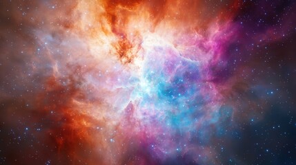 Fototapeta premium Abstract forms and colors representing the birth of a galaxy within a nebula