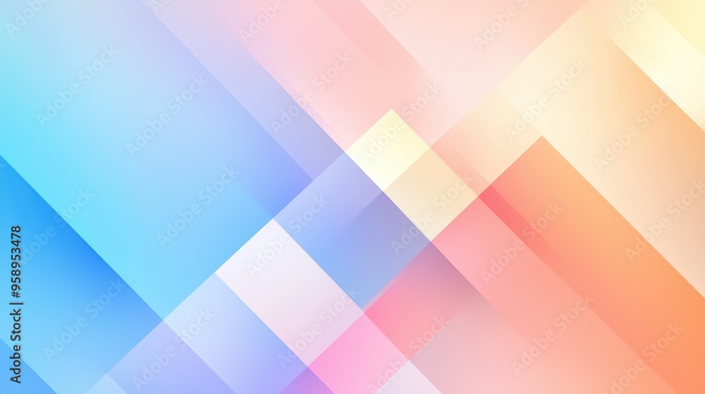 Poster a gradient of soft pastel colors smoothly morphing into abstract geometric forms