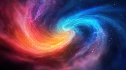 Abstract swirling colors forming a galaxy, with nebulae pulsing to the rhythm of cosmic waves