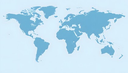 A world map showing the continents and major landmasses in shades of blue