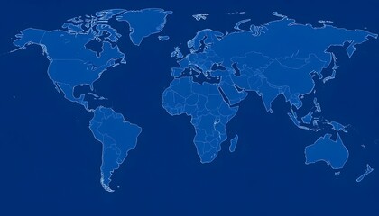 A world map showing the continents and major landmasses in shades of blue