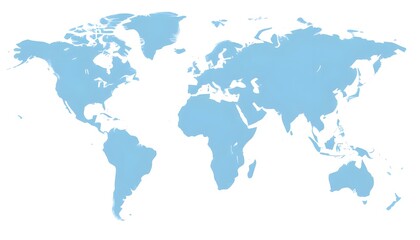 A world map showing the continents and major landmasses in shades of blue