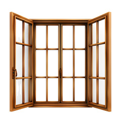 Open Wooden Window with Panes