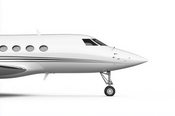 Private jet isolated on white background, Small airplane with jet engine, Luxury aircraft with shadow on the floor.