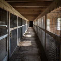 Fototapeta premium an empty animal pen with a long, unobstructed view from left to right.
