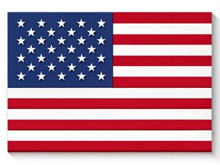 A stylized, modern, and simplified American flag emblem, featuring thirteen horizontal stripes and fifty white stars on