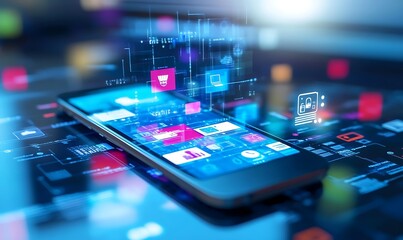 Smartphone Displaying Digital Data and Icons