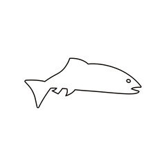 Obraz premium Vector illustration of fresh trout or rainbow trout freshwater fish, outline on white. For menu, label, recipe, product packaging. Food element. Action promotion and advertising. Caviar. EPS 10