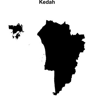 Kedah state blank outline map