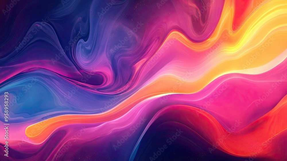 Poster moving, colorful abstract design with dynamic effects and fluid transitions, perfect for use in cont