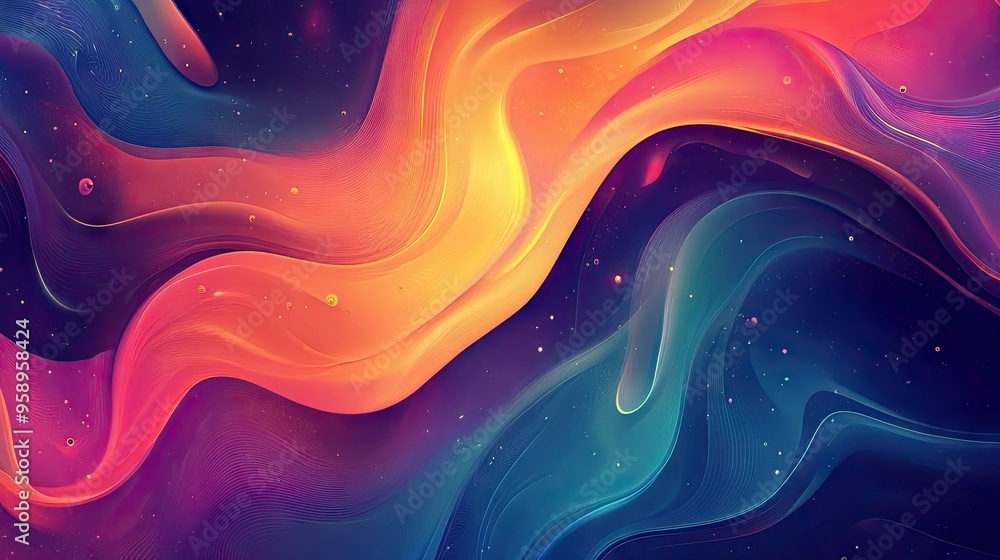 Aufkleber moving, colorful abstract design with dynamic effects and fluid transitions, perfect for use in cont