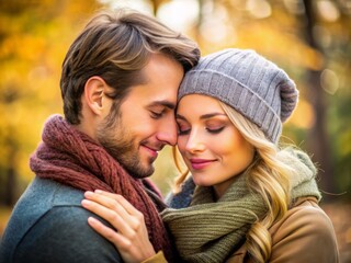 Fototapeta premium An Affectionate Expression On A Couple'S Faces As They Caress And Whisper Sweet Nothings To Each Other In