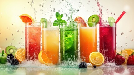 Fototapeta premium Health vegan drinks professional advertising poster. Drinks. Party drinks