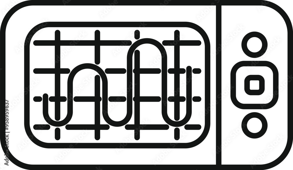 Poster electronic device showing an electrical signal on a screen, used for testing and debugging circuits