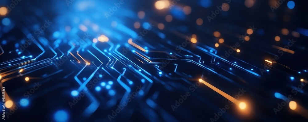 Poster abstract background featuring glowing electric lines and circuits, representing technology and digit