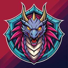 Mascot Dragon Logo Design, Dragon with Spread Wings Vector Illustration