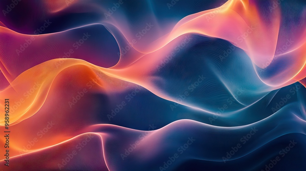 Poster resonance wave background in an abstract style, showcasing dynamic curves and gradients in a visuall