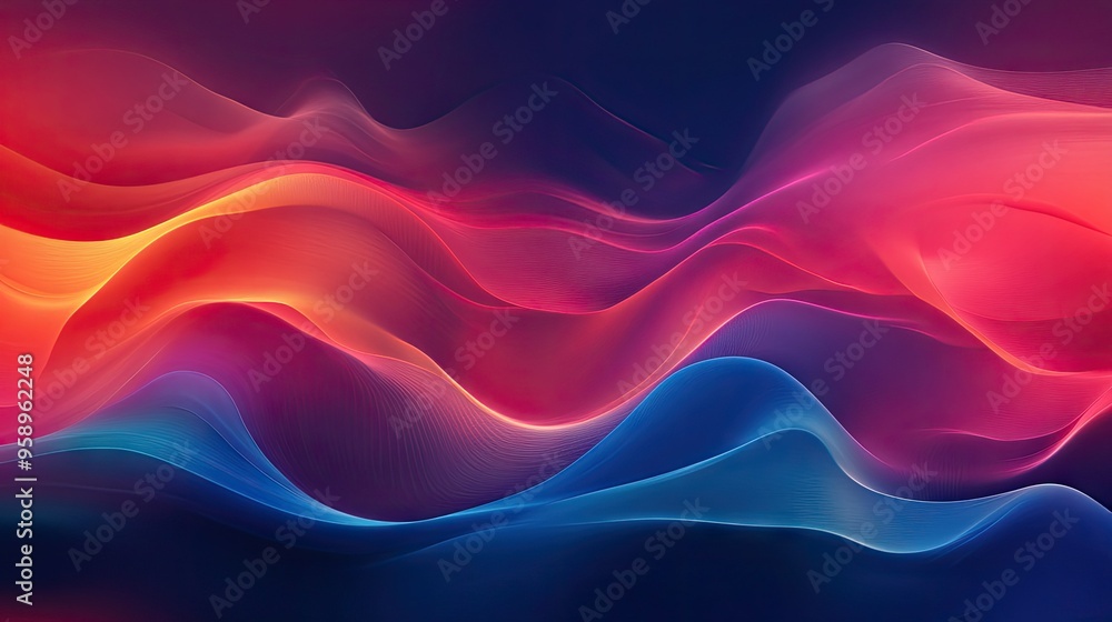 Poster resonance wave background in an abstract style, showcasing dynamic curves and gradients in a visuall