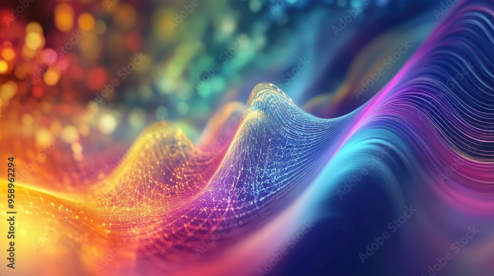 Poster Resonance waves in a colorful abstract background, featuring rhythmic patterns and smooth transitions for a dynamic visual effect.