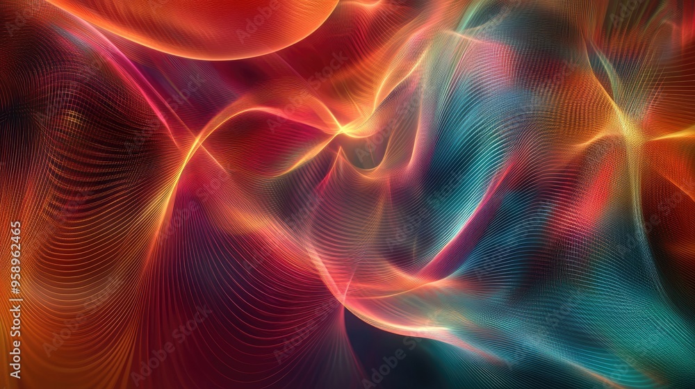 Poster Resonance waves in a colorful abstract background, featuring rhythmic patterns and smooth transitions for a dynamic visual effect.