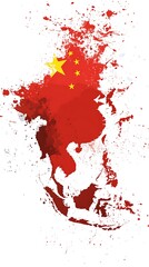 Vibrant Clip Art of Chinese Flag on Map of China