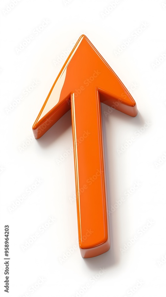 Poster dynamic 3d orange arrow pointing up with lightning bolt - business growth concept on white backgroun