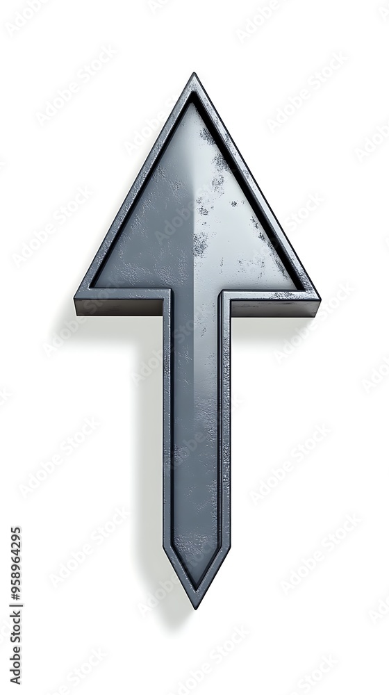 Aufkleber dynamic 3d gray arrow pointing down with lightning bolt accent on white background