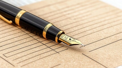 Fototapeta premium Business plan documents with vintage design, old-fashioned pen, Retro planning, Classic approach to modern business