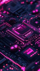Fototapeta premium This mockup features a striking futuristic ticket flyer design with bright neon circuitry elements, perfect for tech or gaming events