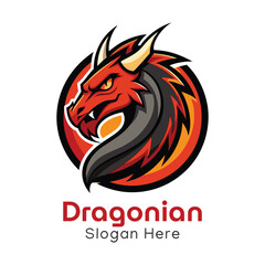 Mascot Dragon Logo Design, Dragon with Spread Wings