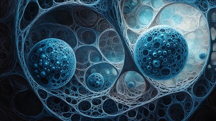 Abstract 3D Render of Interconnected Spheres and Veins