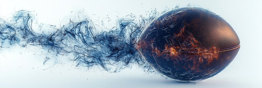 A football engulfed in swirling blue smoke, capturing the intensity and energy of the game.