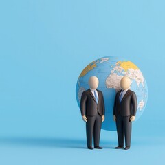 Globalization impact, business executives analyzing world economy, illustration