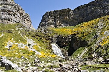 horsetail waterfall in ordesa and monte perdido national park