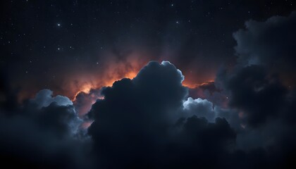Fototapeta premium Starry night sky with a vibrant nebula cutting through the clouds.
