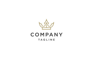 Crown line art logo design template flat vector