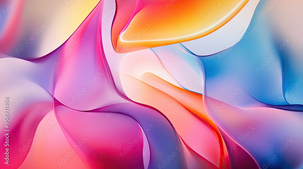 Poster vibrant, moving abstract background with colorful, flowing shapes creating a dynamic effect, ideal f