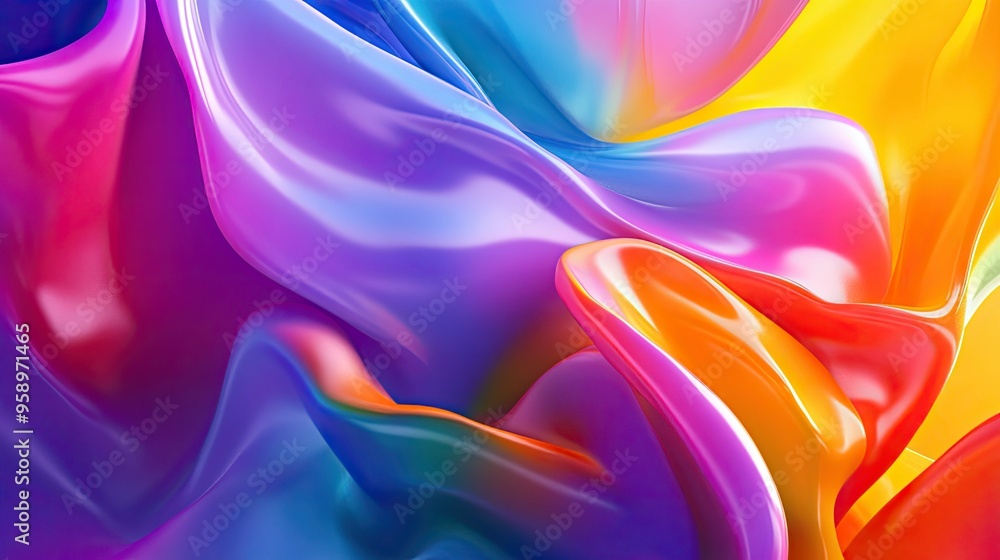 Poster vibrant, moving abstract background with colorful, flowing shapes creating a dynamic effect, ideal f
