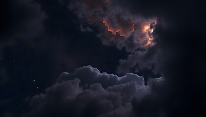 Obraz premium Starry night sky with a vibrant nebula cutting through the clouds.