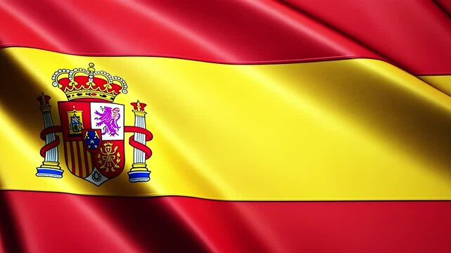 Spanish flag waving in the wind, representing national pride, history, and cultural heritage. Perfect for projects centered on Spain's identity, politics, or international presence.