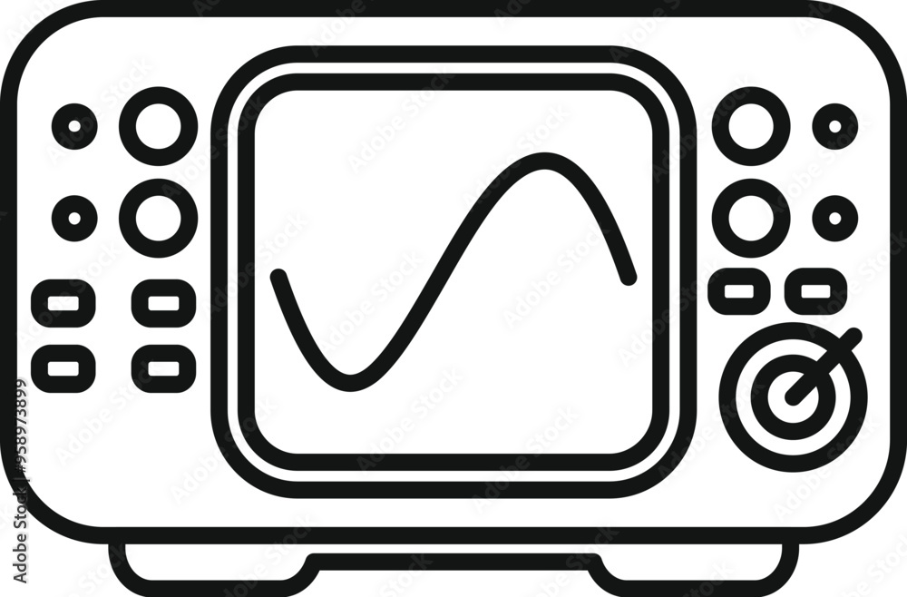 Poster digital oscilloscope displaying a sinusoidal wave on its screen, a tool for measuring electrical sig