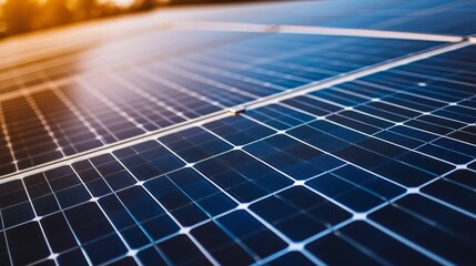 Close-up of solar panels capturing sunlight for renewable energy.