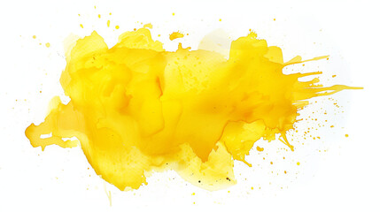Dynamic yellow paint explosion on a white background.